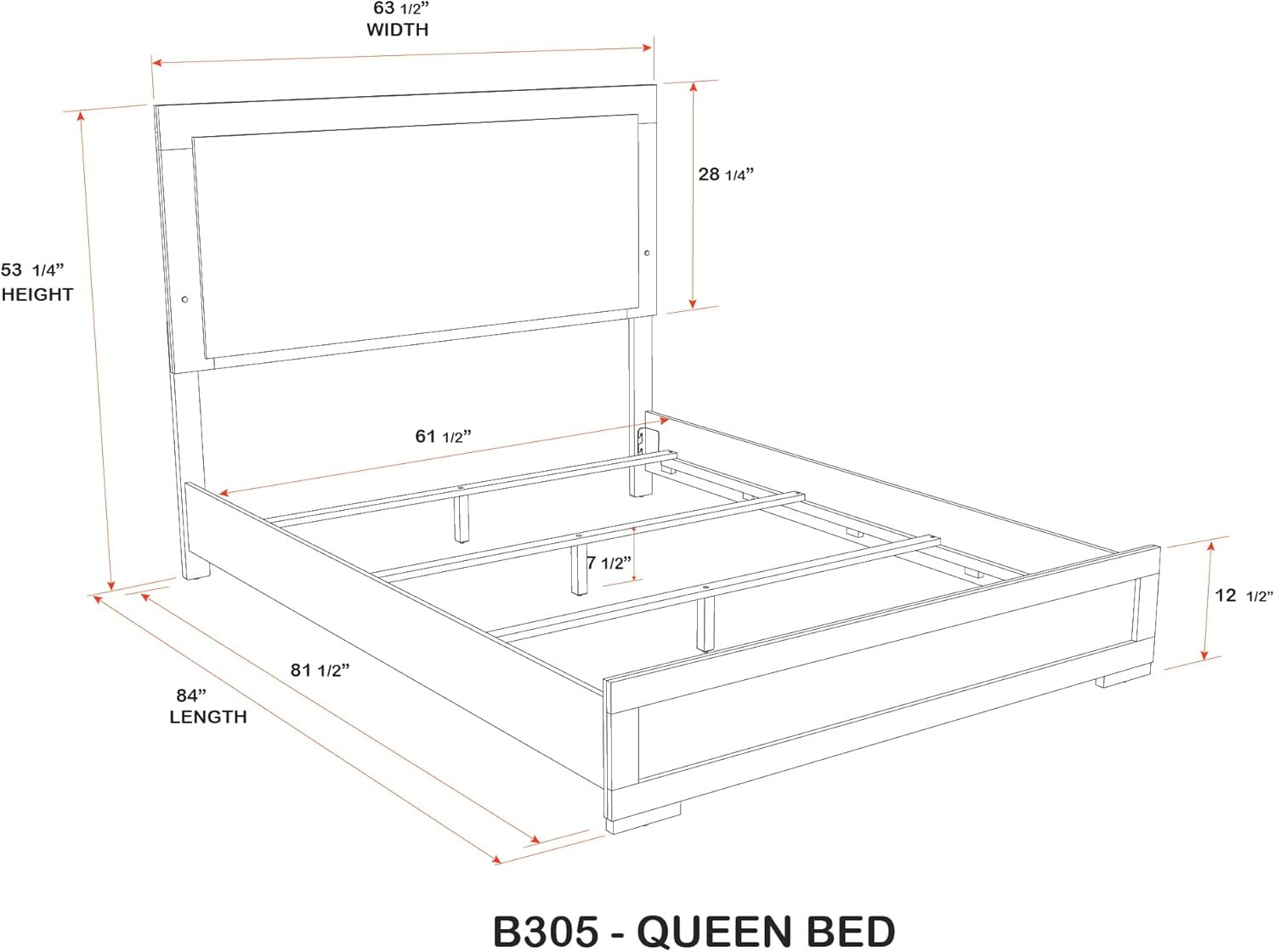 Modern Queen Bed with LED Lights, Natural & White Finish, Sturdy Design