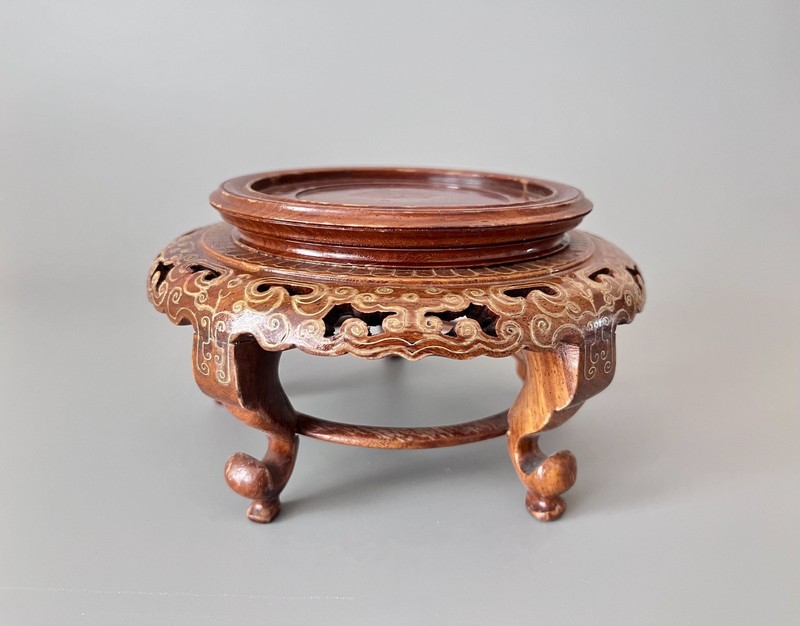 Chinese Carved Wood Stand - 12B  (Inlaid)