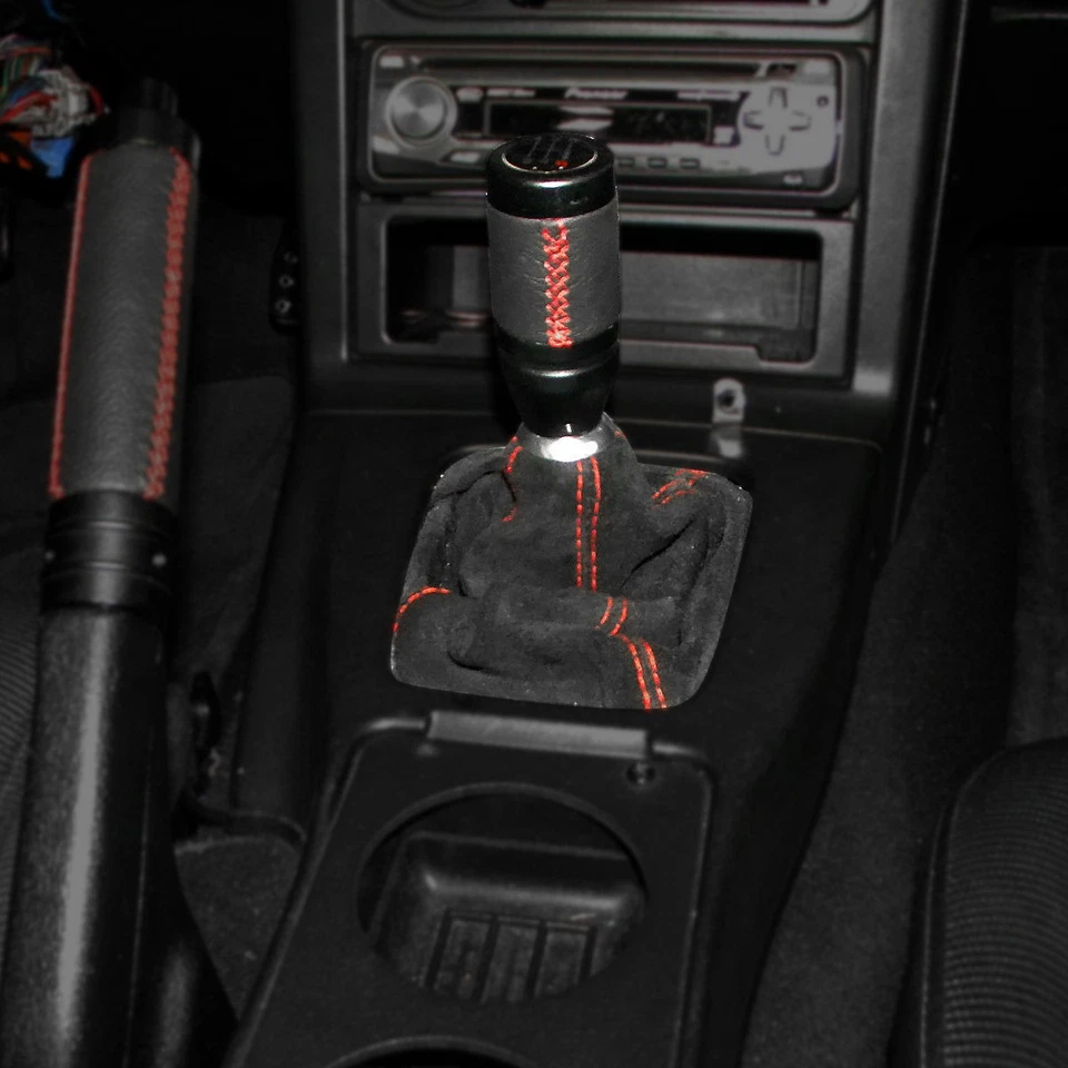 Manual Trans Fits 1992-2001 Civic Del Sol Integra Suede Shift Boot+Red Stitch Foto 2 de 4