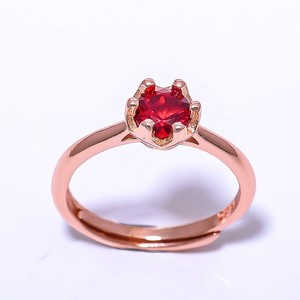 Authentic Garnet Gemstone Rose Gold Plated Ring Size Adst (4_2)