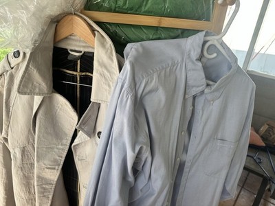 Armani Exchange A|X XL Trench Coat & Button Shirt Bundle Gray Blue Men s Lot