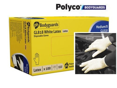Gepuderte Latex Einweghandschuhe - weiß strukturiert einfaches Anziehen Box mit 100 -2000