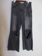 We the Free People FAB Mid Rise Distressed Wide Leg Baggy Jeans in L. Black 25