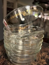 SET OF 6 Vintage Libbey Glass Cereal, Ice Cream, Salad  Bowls Gold Stars 4.5x2.5