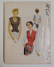 McCall's 7839 Vest Sewing Pattern Ladies 16 CUT VTG 40's Fitted Sleeveless Panel