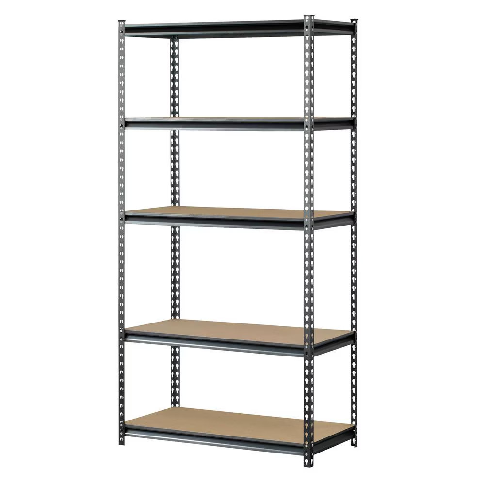 Muscle Rack 5-Shelf Steel Storage Shelf Unit, Silver/Black, 4000 lb Capacity