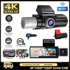 3 Lens Camera Dash Cam 5G WiFi GPS 4K+Dual 1080P Parking Mode Car DVR Recorder