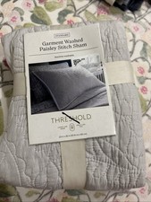 1 Threshold Garment Washed Paisley Stitch Quilted Sham Gray Standard