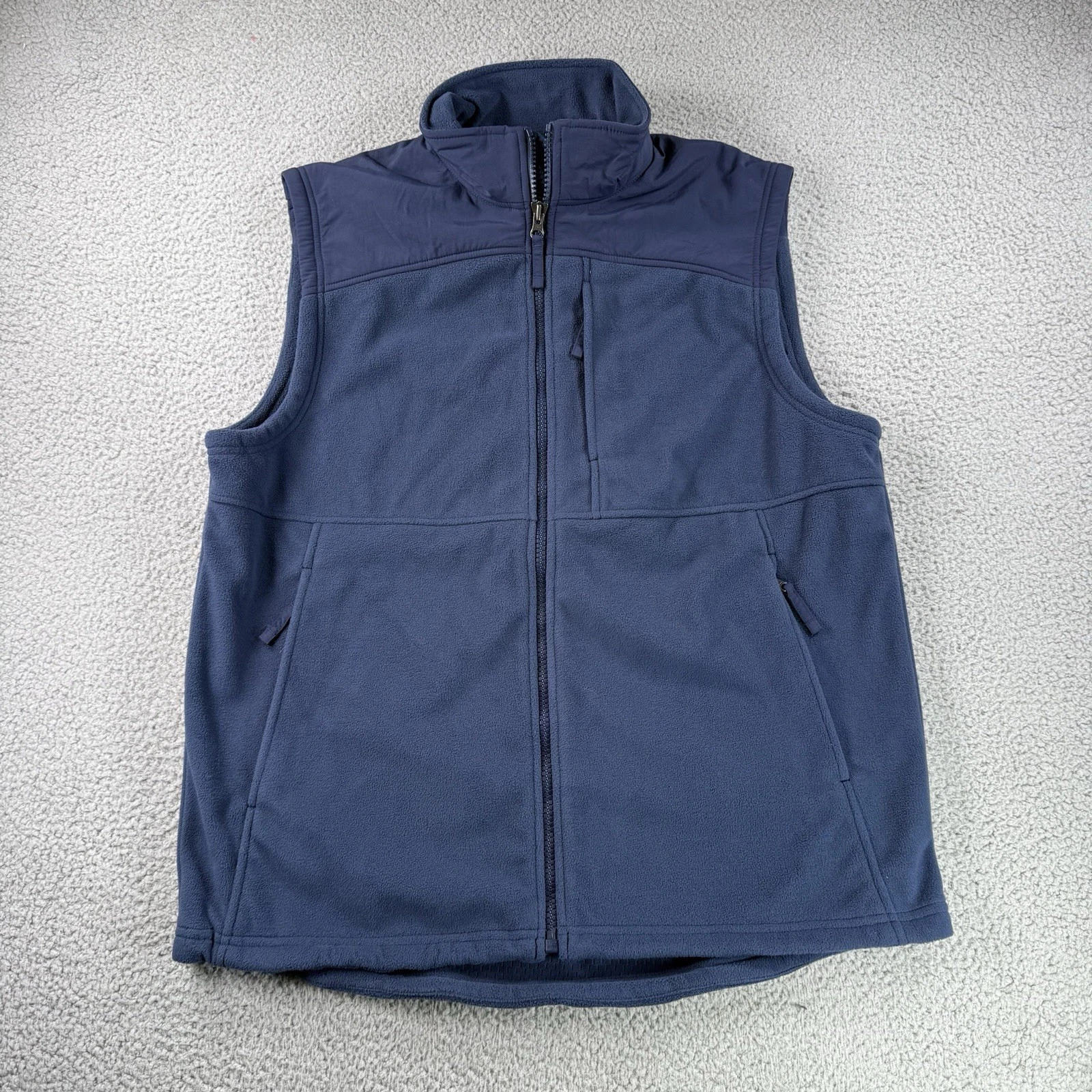 Duluth Trading Vest Mens L TALL Blue Shoremans Fleece Gridlock Workwear EUC