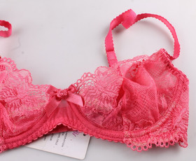 L'Agent by Agent Provocateur Mirabel Bra 32 D Lipstick Pink NWT Underwire Lace