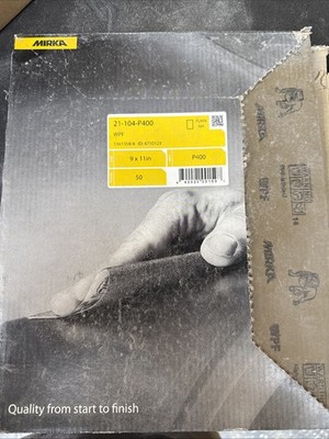 Mirka 21-104-P400 Waterproof Sandpaper Sheets 9'' x 11'', 400 Grit
