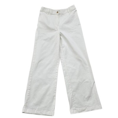 C'est Beau Damenhose weiß Stretch Baumwolle Canvas Größe 12 UK gerades Bein