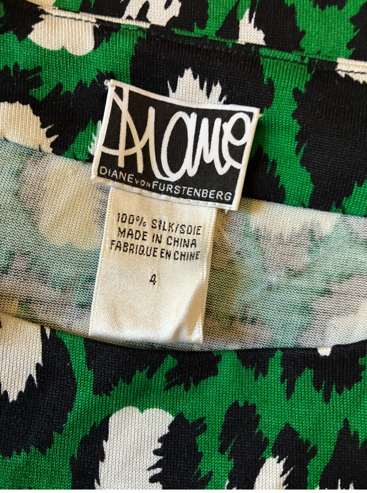 vtg Diane von Furstenberg Muriel green leopard silk jersey dress 4