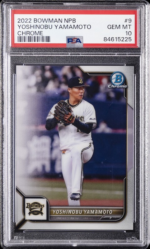2022 BOWMAN NPB CHROME #9 YOSHINOBU YAMAMOTO PSA 10