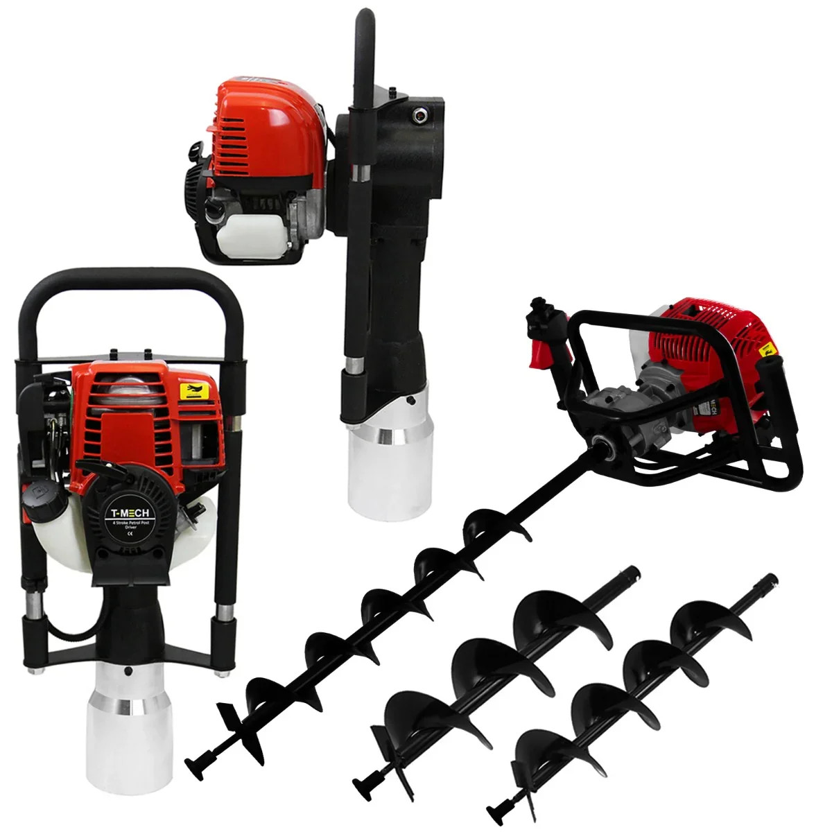 T-Mech Earth Auger and Petrol Post Driver 120mm Post Hole Borer