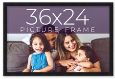 36x24 Frame Black Real Wood Picture Frame Width 0.75 inches | Interior Frame Dep