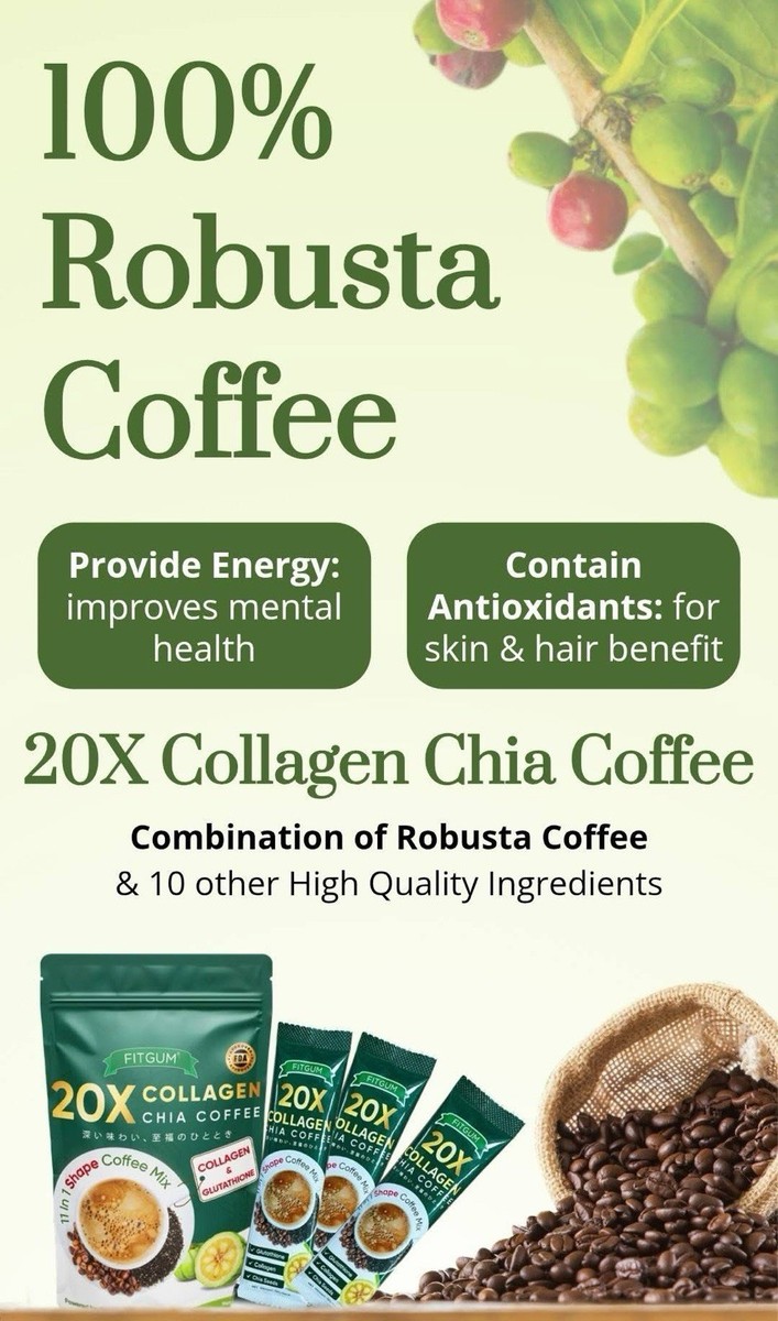 コーヒー SAKURA only/ 20X COLLAGEN COFFEE10pack Amazon.com : 2 Packs FIT GUM Collagen Chia Coffee - 11 in 1