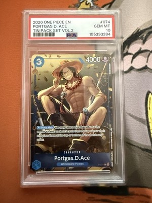 2026 ONE PIECE PROMOS TIN PACK SET VOL.2 #074 PORTGAS D. ACE PSA 10 *1
