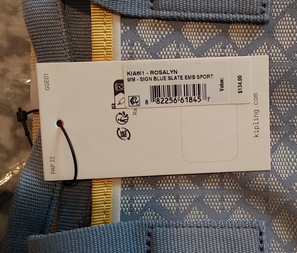 Bolso de Mano Kipling Rosalyn Boxy Grab Deportivo Azul Pizarra Amarillo Nuevo con Etiquetas 🔥🔥🔥 Foto 4 de 4