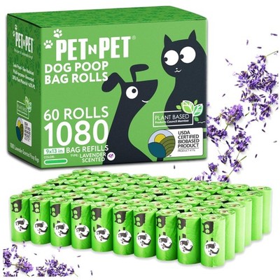 1080 Count Lavender Scented Dog Poop Bags, Plant Based=