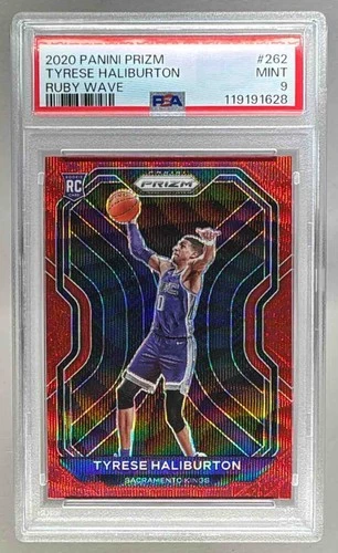 119191628 Tyrese Haliburton 2020 Panini Prizm #262 Ruby Wave Rookie RC PSA 9