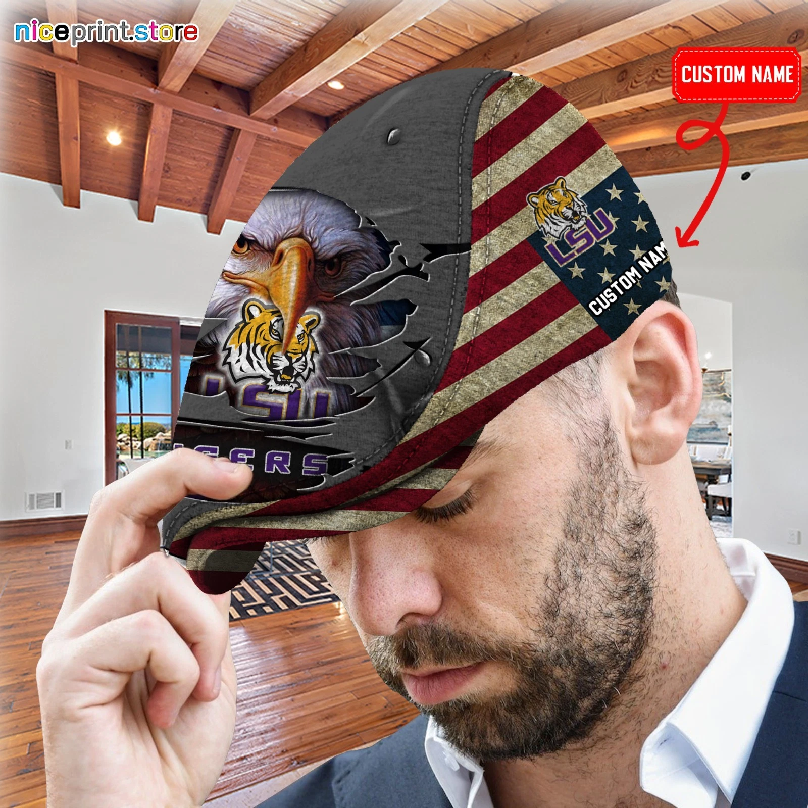 LSU Team Tigers Jeff Cap NCAA Driver Cap NCAA Golf Cap NCAA Flat Cap for Men