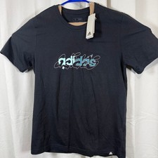 Adidas Mens Athletic Logo T Shirt Black Sz Med