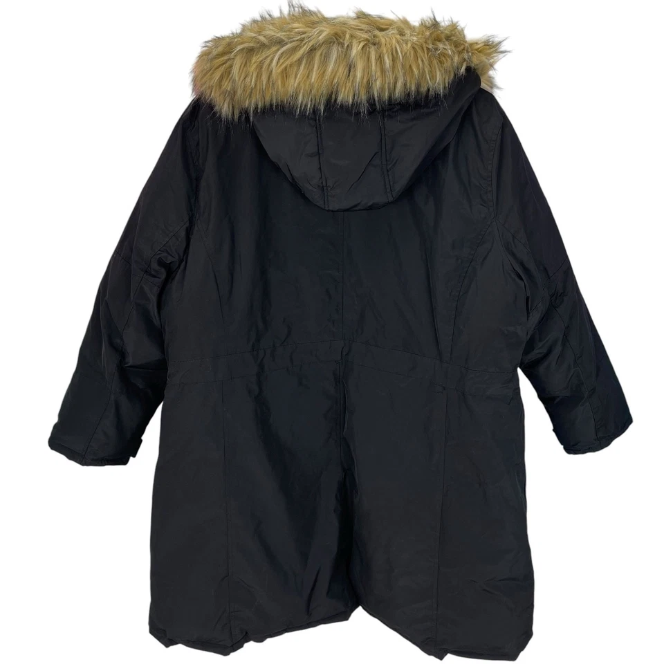 NWT $148 ROCA WEAR CLASSIC Women's HOODED PARKA Faux Fur Trim Black PLUS SIZE 3X - Image 3 of 4