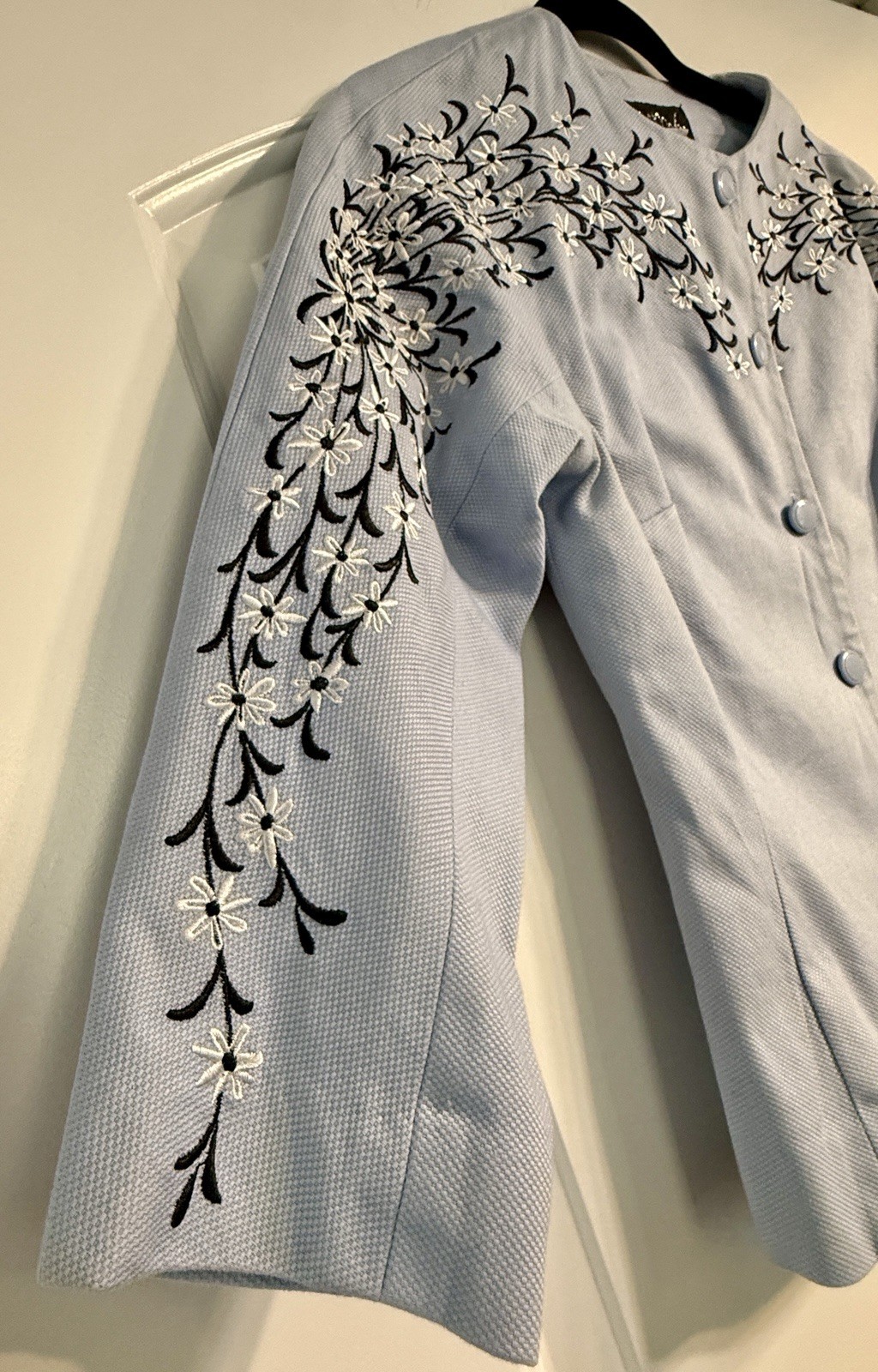 Bob Mackie-Wearable Art Light Blue Embroidered Bl… - image 4