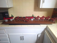 Vintage, castiron Budweiser Clydesdales Horse Team Wagon Display Figurine