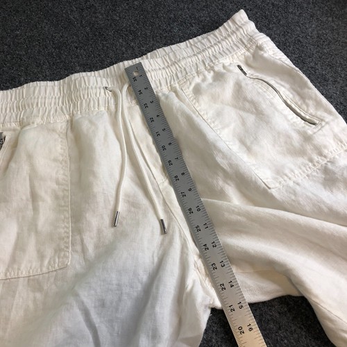 Athleta Jogginghose Damen Größe 18 Weiß Cabo Leinen Reißverschlusstaschen Elastischer Bund Strand - Bild 7 von 11