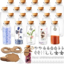 20Pcs Small Glass Bottles with Cork Stoppers Mini Jars Vials Wedding Message Jar
