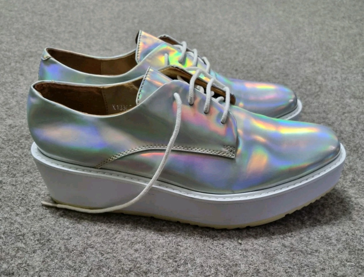Prada Milano Shoes Women Holographic Oxford Platform Lace Up Iridescent Sz 8 Us thumbnail 10