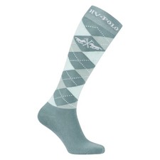HV POLO Kids and Ladies Riding Socks Knee Highs HVPArgyle Aqua Sky