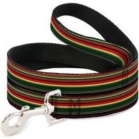 "Dog Leash 6-FEET Stripe Transitions Black/Red/Green/Yellow Wide 1.5\" (Us Import)"
