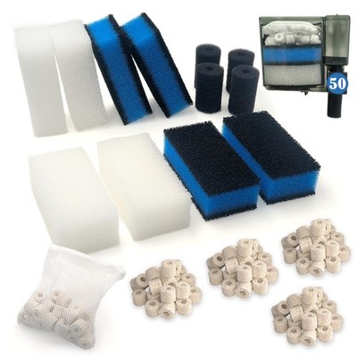 4 Sets of Upgraded Three-Stage Filtration Tank Filter for AquaClear 50 Power ...