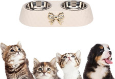 Ciotole Doppie per Cani, Ciotole per Acqua per Cibo per Gatti Con Base in Materi