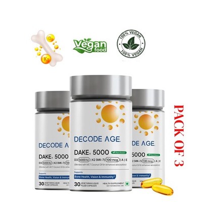 Decod.e Age DAKE D3 K2 5000 IU Vegan Capsules Pack 3
