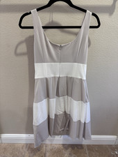Lauren Ralph Lauren Beige/White Striped Sleeveless A-Line Dress 10