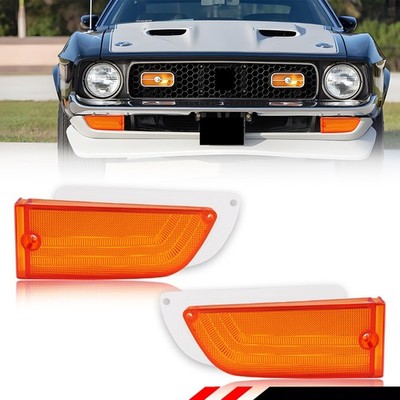 2X Amber Front Parking Turn Signal Lenses w/ Gaskets For 1971-1973 Ford Mustang