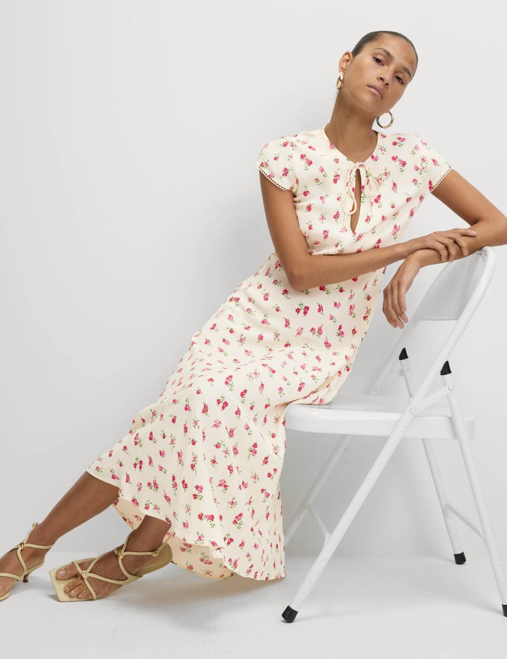 Marks & Spencer Womens Viscose Tea Midaxi Dress in Pink Mix - M&S