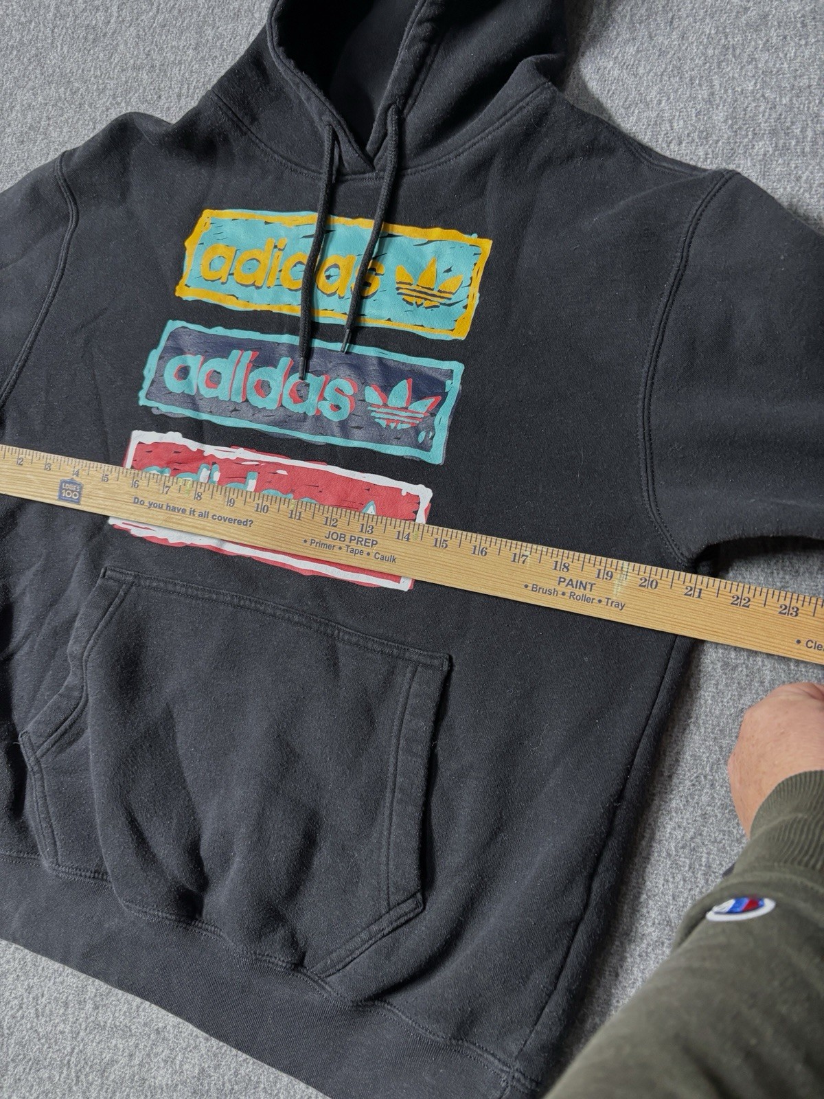 Adidas Adult Small Drawstring Pullover Hoodie Bla… - image 5