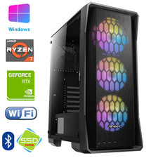 Fast Gaming PC AMD Ryzen, 16GB NVidia RTX 3050 3060 3070, SSD + HDD, WiFi Win 11