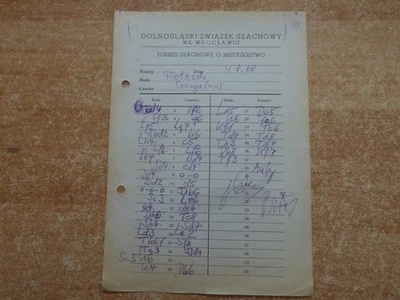 Signiertes Partieformular zur Gewinnpartie Pietzsch gegen Smyslov 1968 Polanica - Bild 1 von 3