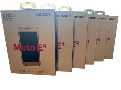 Wholesale Lot 6 (Six) Units Moto E4 - 16 GB - Black (Verizon Prepaid) New/Sealed