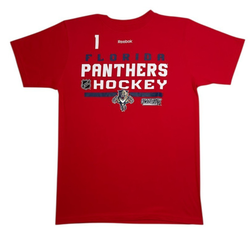 Reebok Florida Panthers Roberto Luongo #1 Stanley Cup Playoffs NHL T-Shirt Men M