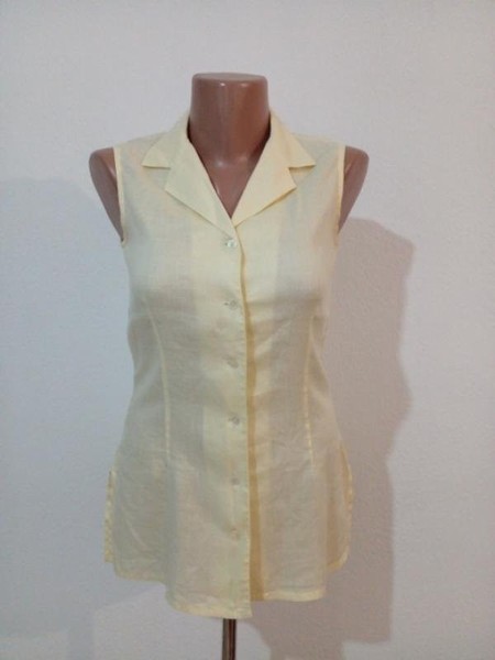 Women Laura Ashley Shirt Yellow Linen 36