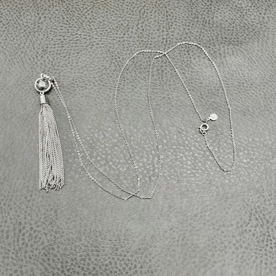 LOFT Borla Colgante Collar Tono Plata Capas Largas Cadena Acento Cristal 30" Foto 2 de 4