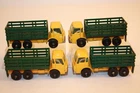 Four (4) Vintage Matchbox Lesney 1966 Dodge Stake Trucks #4 BPW Yellow / Green