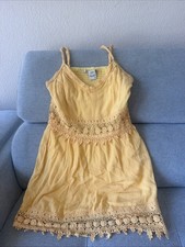 American Rag Floral Lace Fit and Flare Dress Yellow Sleeveless Small Lace